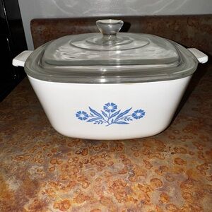Early Embosssed CorningWare Blue Cornflower 1 3/4 qt dish D29 Lid ⚠️READ AS IS